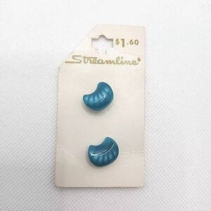 Vintage Streamline Teal Shell Design Buttons 5/8" 15mm Shank 2 Buttons Total